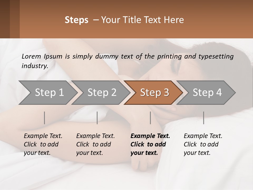 A Woman Laying In Bed With Her Head On Her Pillow PowerPoint Template