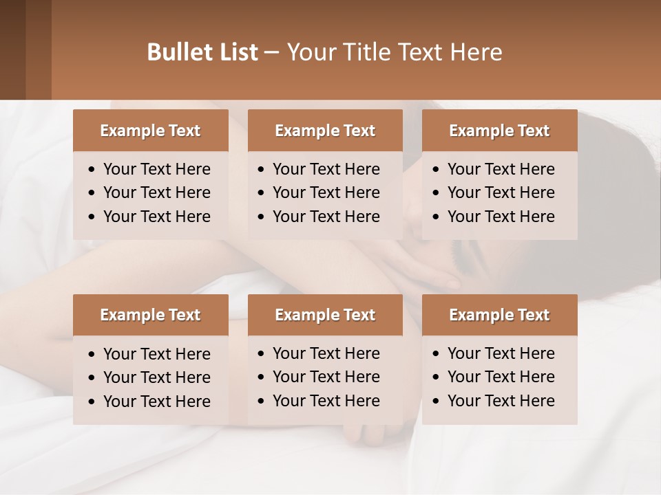 A Woman Laying In Bed With Her Head On Her Pillow PowerPoint Template