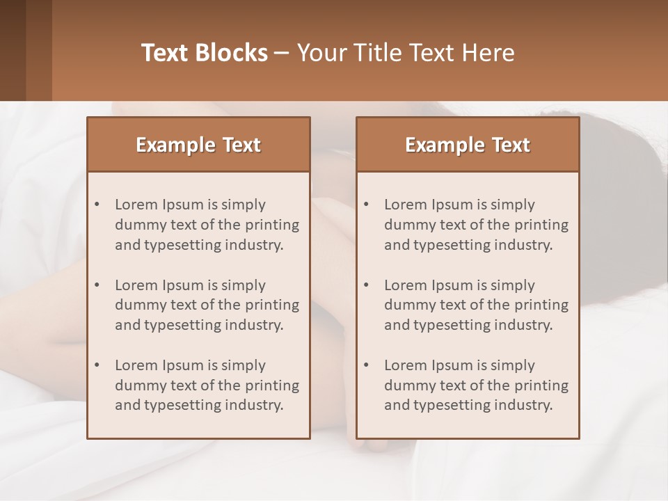 A Woman Laying In Bed With Her Head On Her Pillow PowerPoint Template