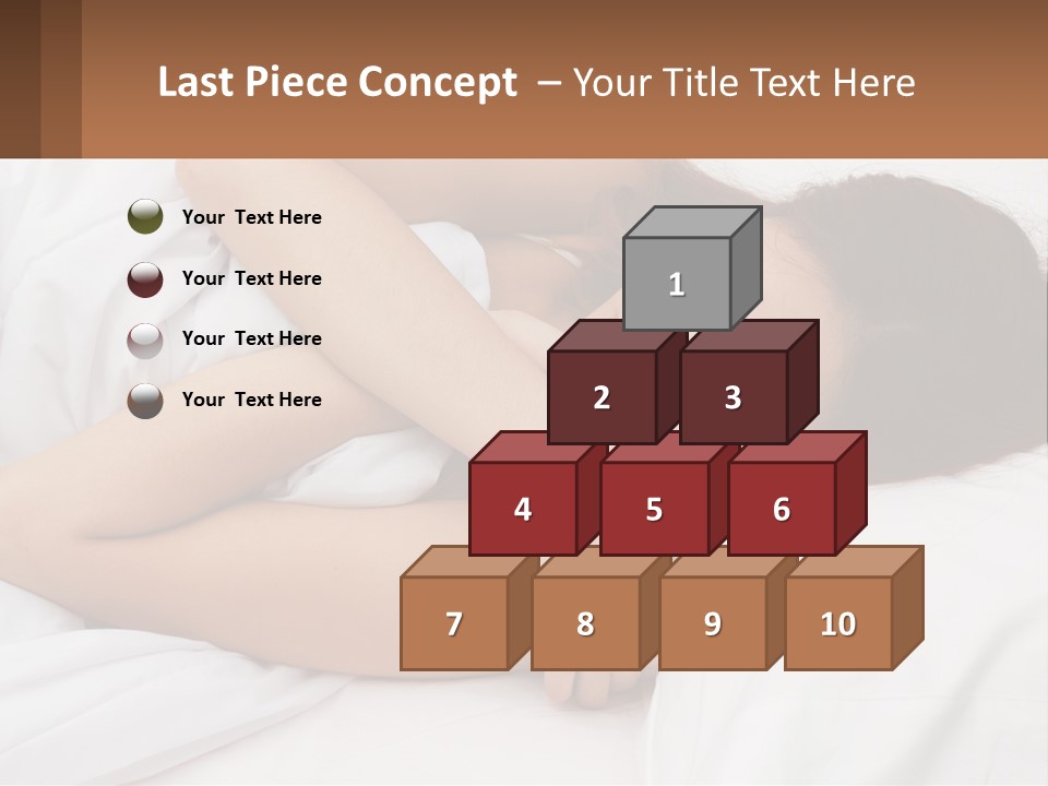 A Woman Laying In Bed With Her Head On Her Pillow PowerPoint Template