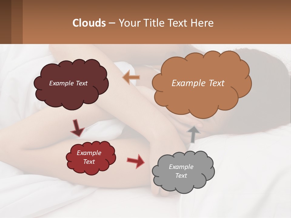 A Woman Laying In Bed With Her Head On Her Pillow PowerPoint Template