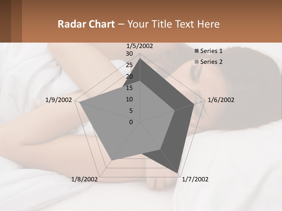 A Woman Laying In Bed With Her Head On Her Pillow PowerPoint Template