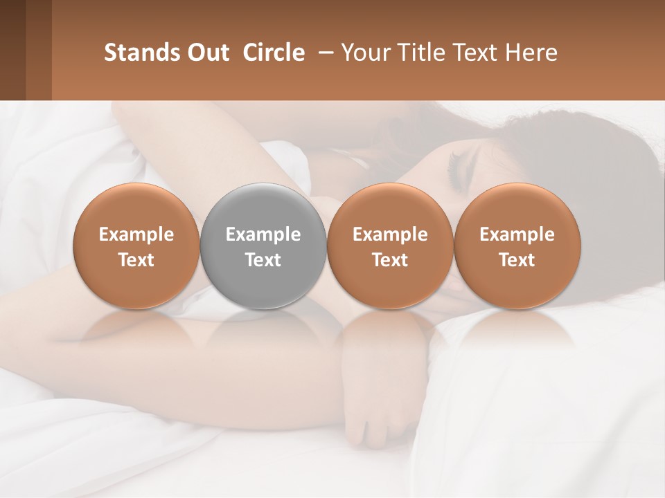 A Woman Laying In Bed With Her Head On Her Pillow PowerPoint Template