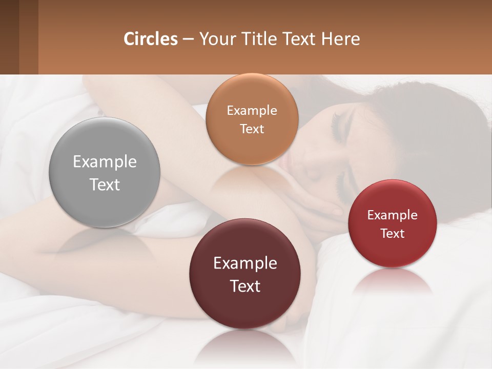 A Woman Laying In Bed With Her Head On Her Pillow PowerPoint Template