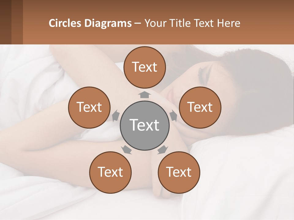 A Woman Laying In Bed With Her Head On Her Pillow PowerPoint Template