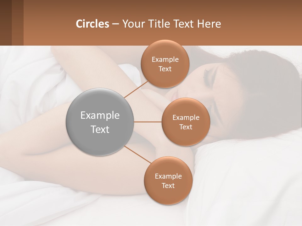 A Woman Laying In Bed With Her Head On Her Pillow PowerPoint Template