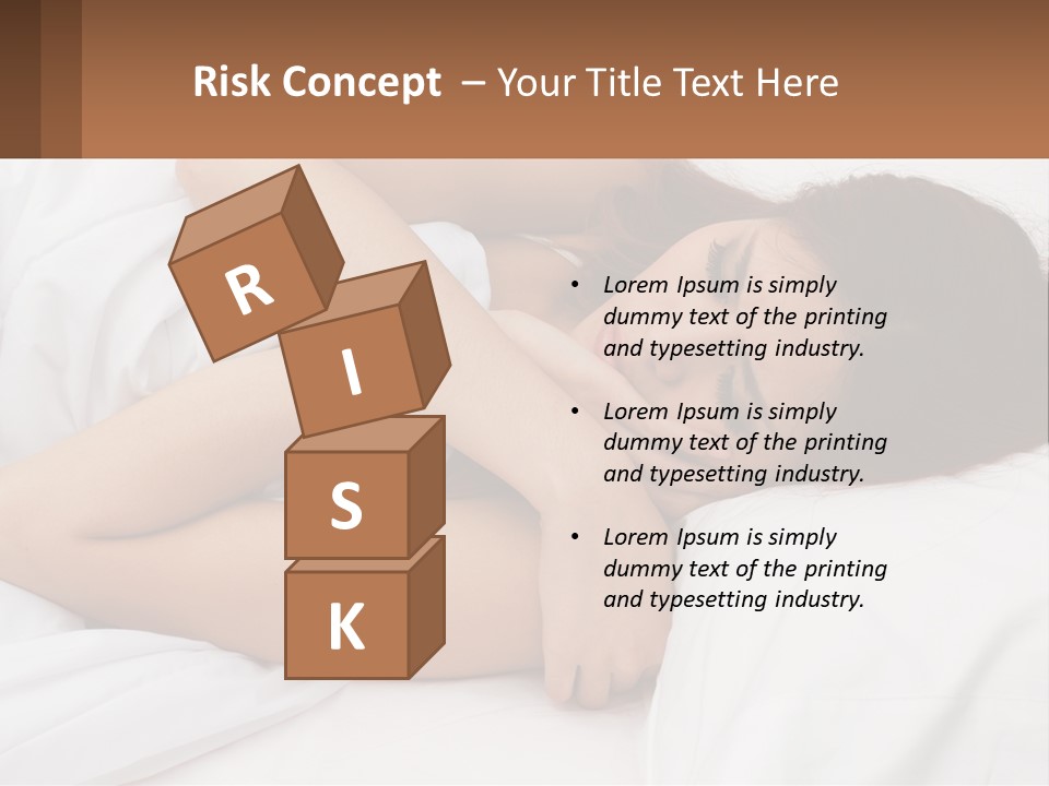 A Woman Laying In Bed With Her Head On Her Pillow PowerPoint Template