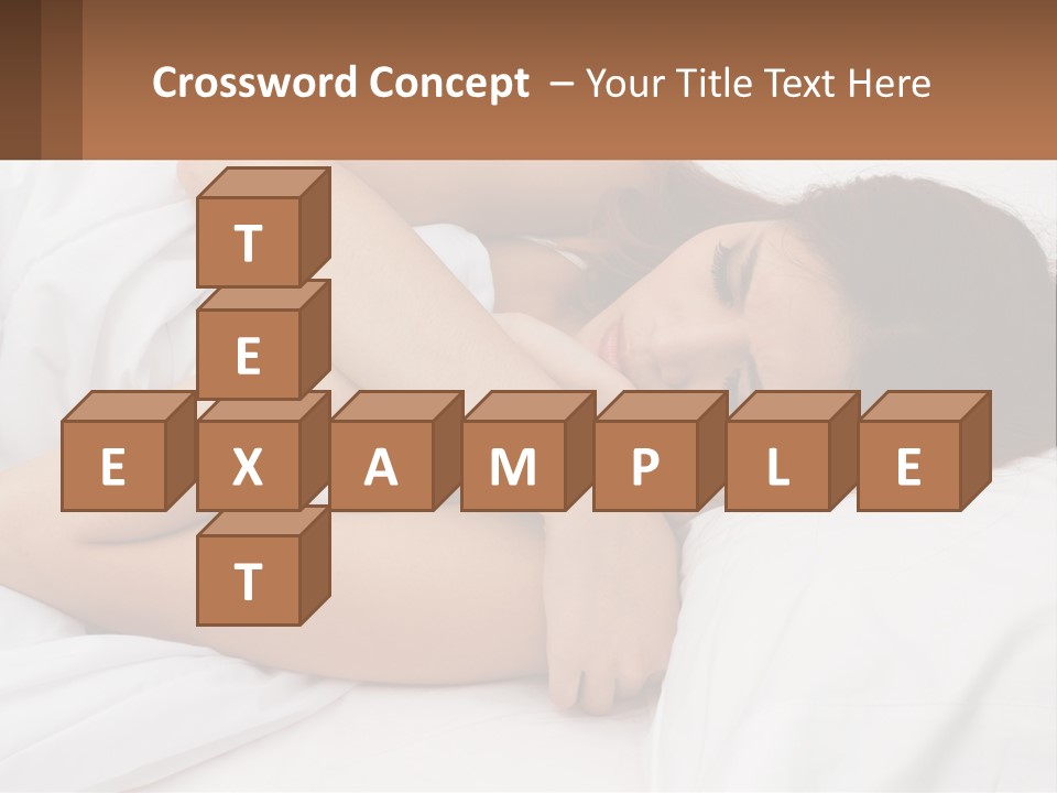 A Woman Laying In Bed With Her Head On Her Pillow PowerPoint Template