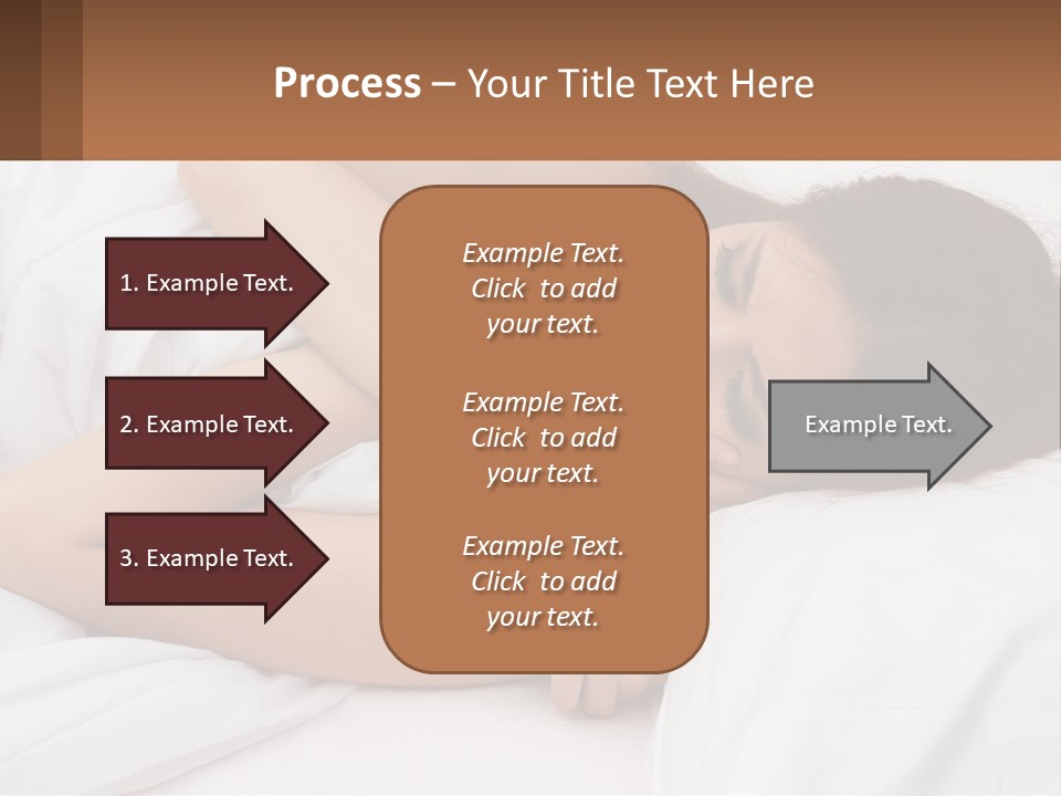 A Woman Laying In Bed With Her Head On Her Pillow PowerPoint Template