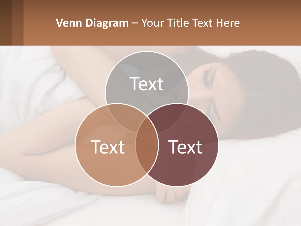 A Woman Laying In Bed With Her Head On Her Pillow PowerPoint Template