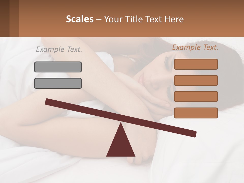 A Woman Laying In Bed With Her Head On Her Pillow PowerPoint Template