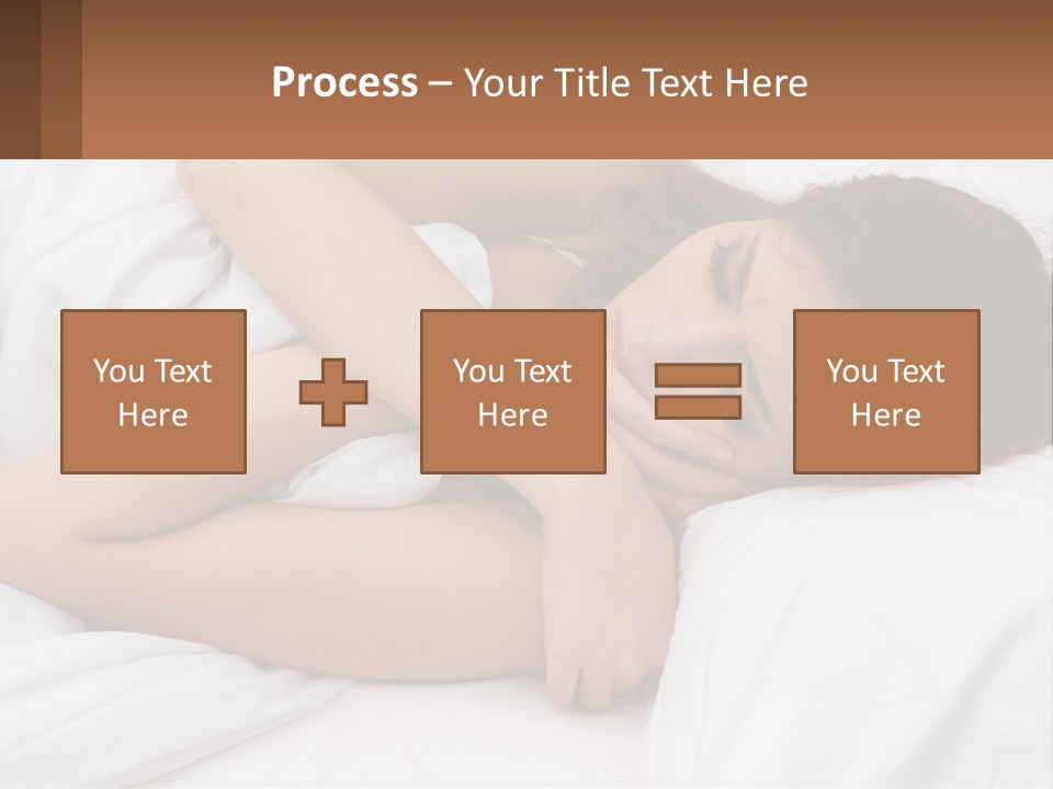 A Woman Laying In Bed With Her Head On Her Pillow PowerPoint Template