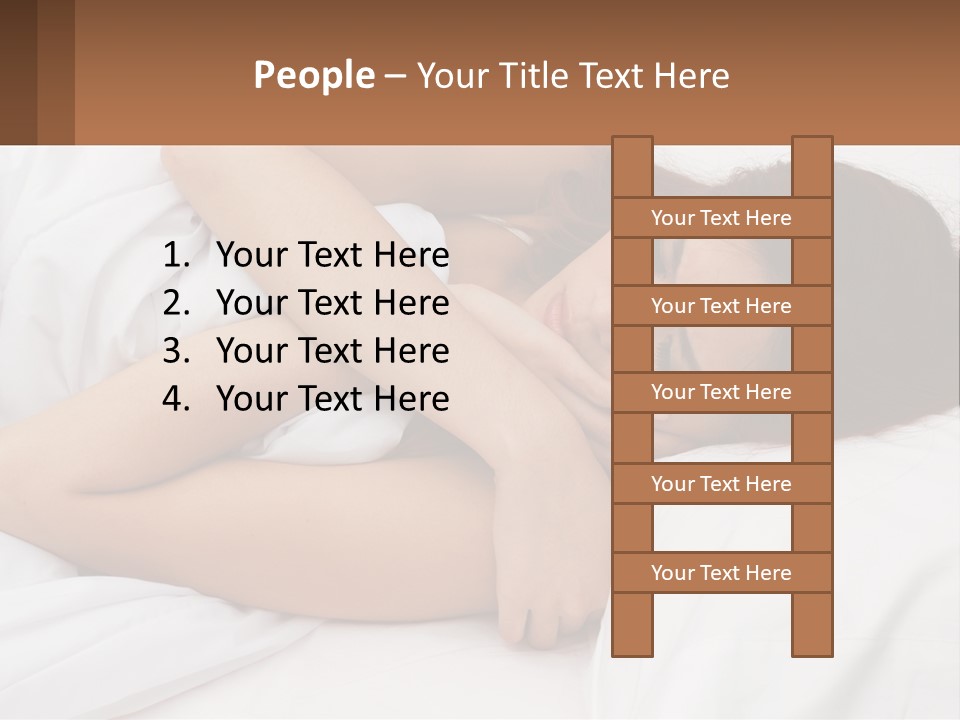 A Woman Laying In Bed With Her Head On Her Pillow PowerPoint Template