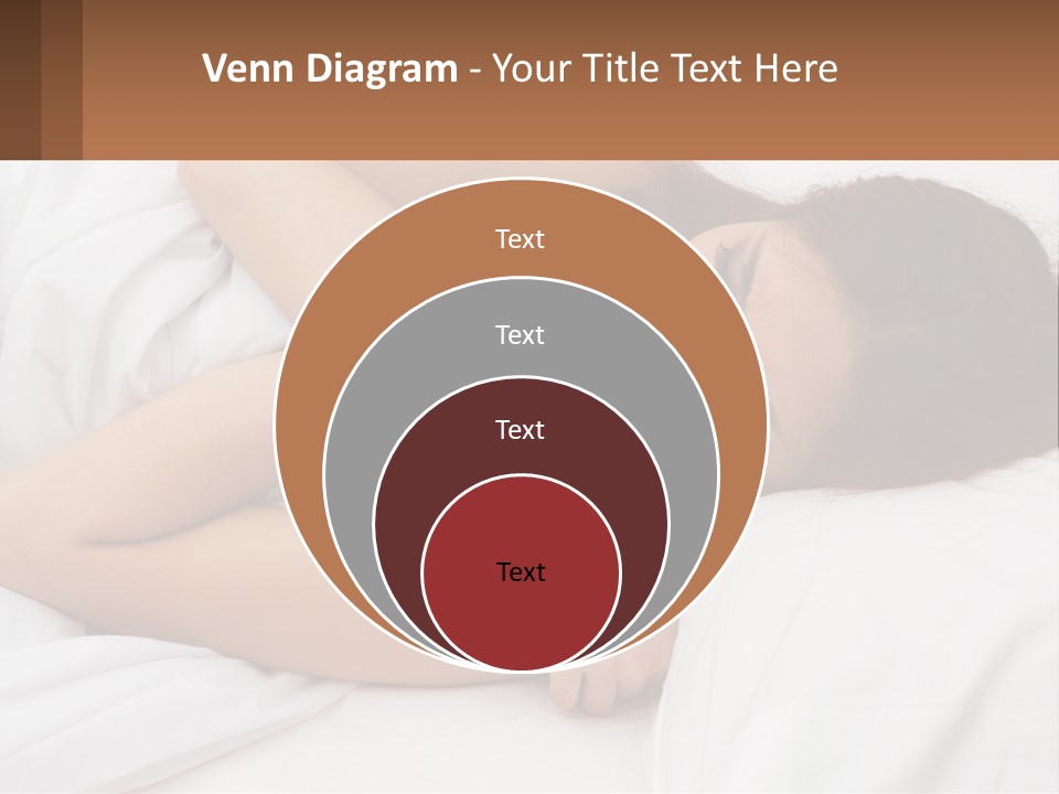 A Woman Laying In Bed With Her Head On Her Pillow PowerPoint Template