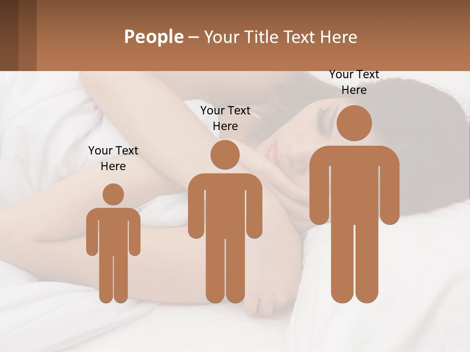 A Woman Laying In Bed With Her Head On Her Pillow PowerPoint Template