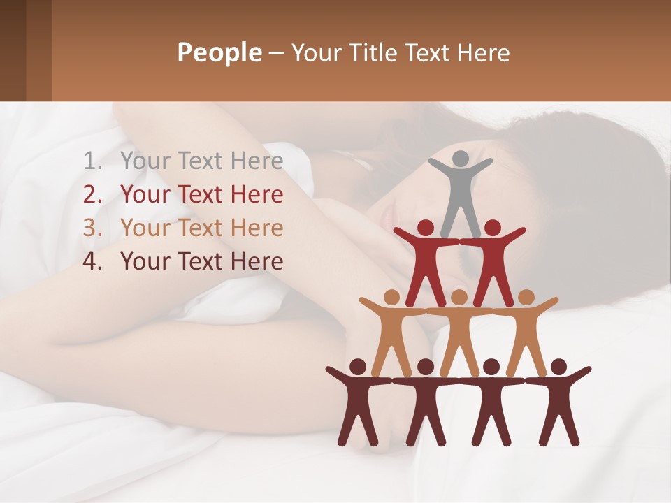 A Woman Laying In Bed With Her Head On Her Pillow PowerPoint Template