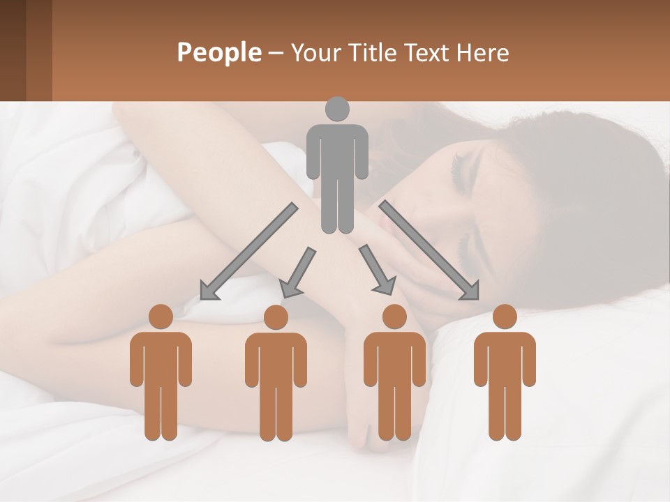 A Woman Laying In Bed With Her Head On Her Pillow PowerPoint Template