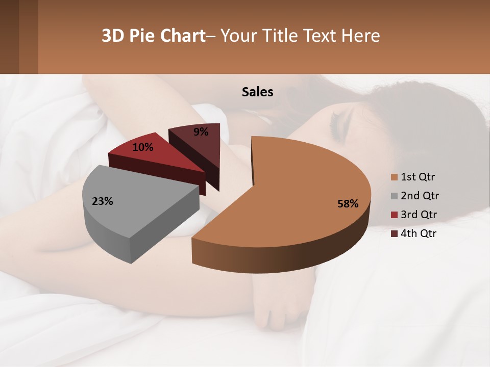 A Woman Laying In Bed With Her Head On Her Pillow PowerPoint Template