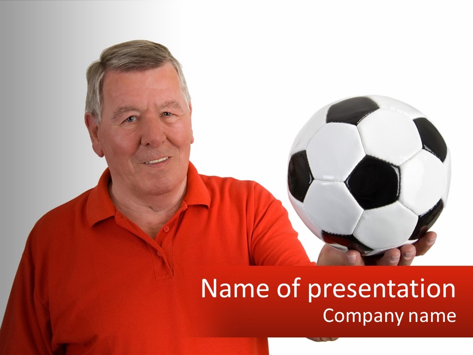 A Man Holding A Soccer Ball In His Hand PowerPoint Template