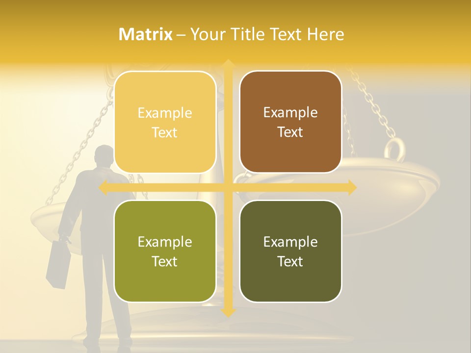 A Man Standing In Front Of A Scale Of Justice PowerPoint Template
