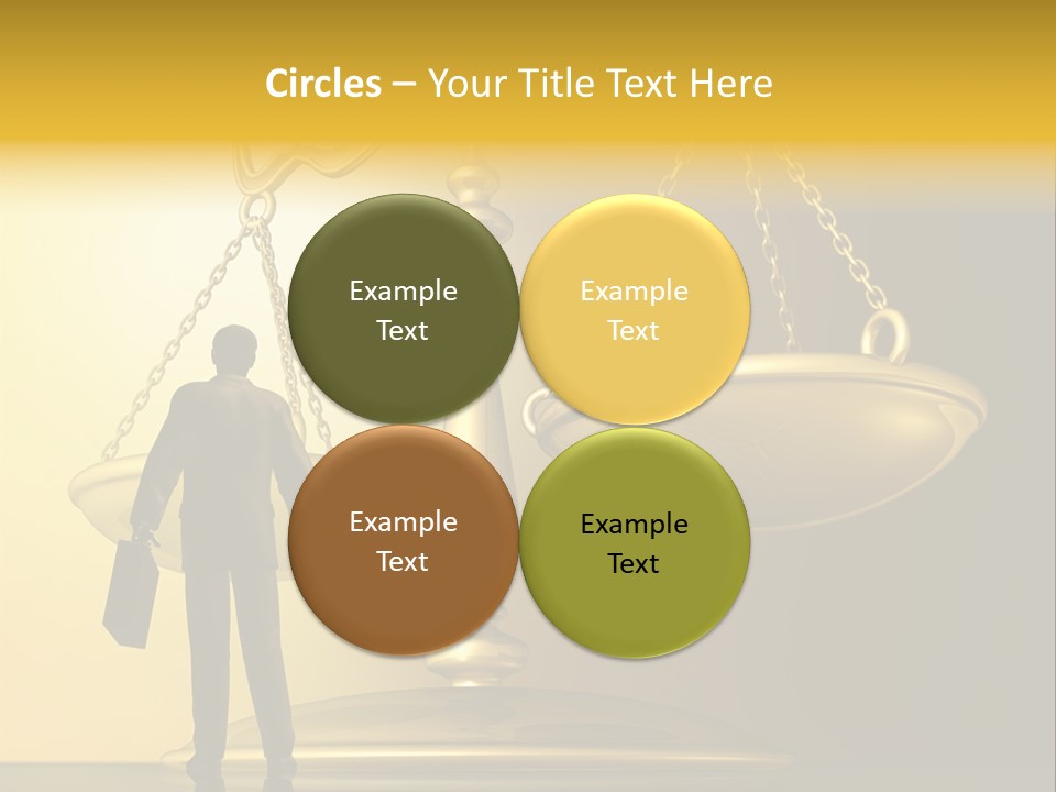 A Man Standing In Front Of A Scale Of Justice PowerPoint Template