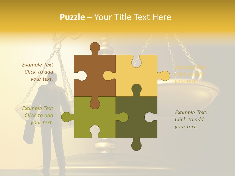A Man Standing In Front Of A Scale Of Justice PowerPoint Template