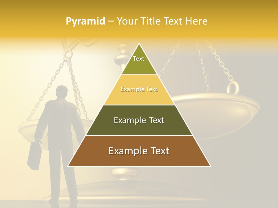 A Man Standing In Front Of A Scale Of Justice PowerPoint Template