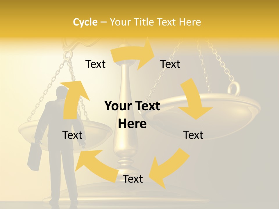 A Man Standing In Front Of A Scale Of Justice PowerPoint Template