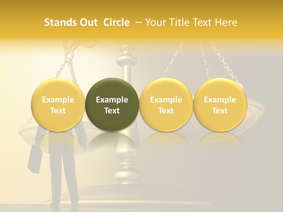 A Man Standing In Front Of A Scale Of Justice PowerPoint Template