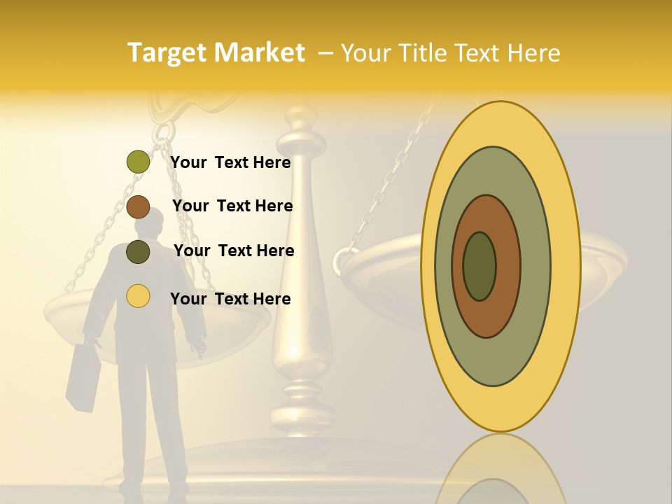 A Man Standing In Front Of A Scale Of Justice PowerPoint Template