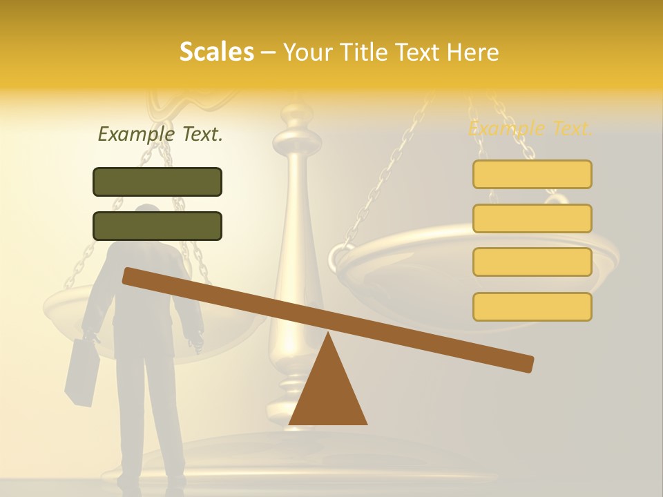 A Man Standing In Front Of A Scale Of Justice PowerPoint Template