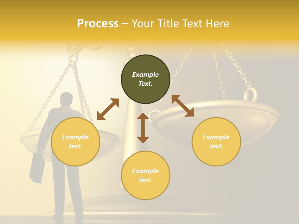 A Man Standing In Front Of A Scale Of Justice PowerPoint Template