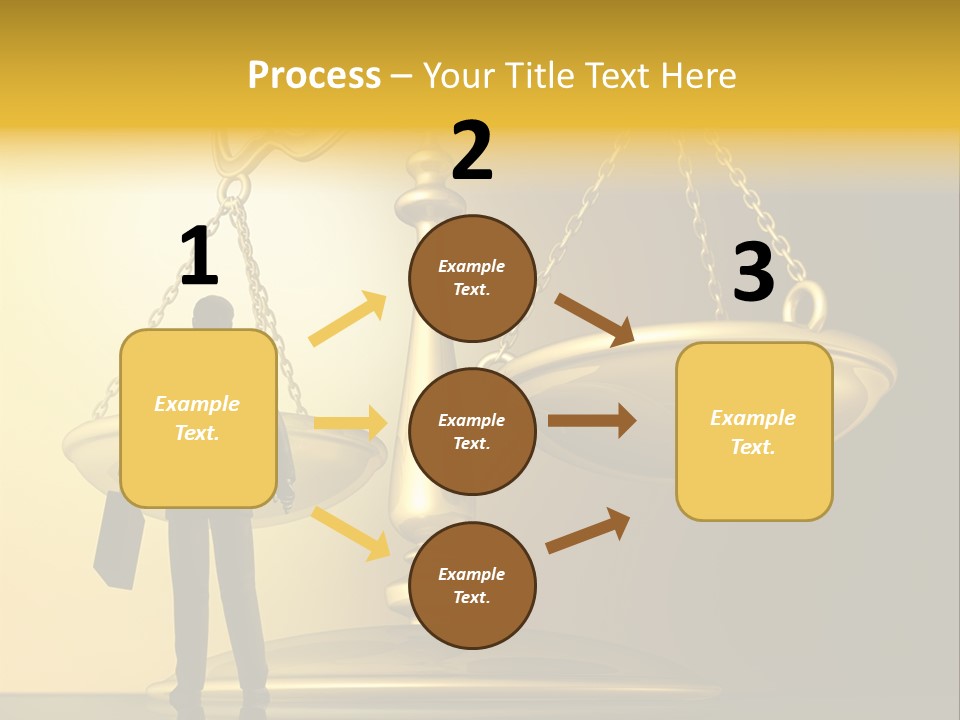 A Man Standing In Front Of A Scale Of Justice PowerPoint Template