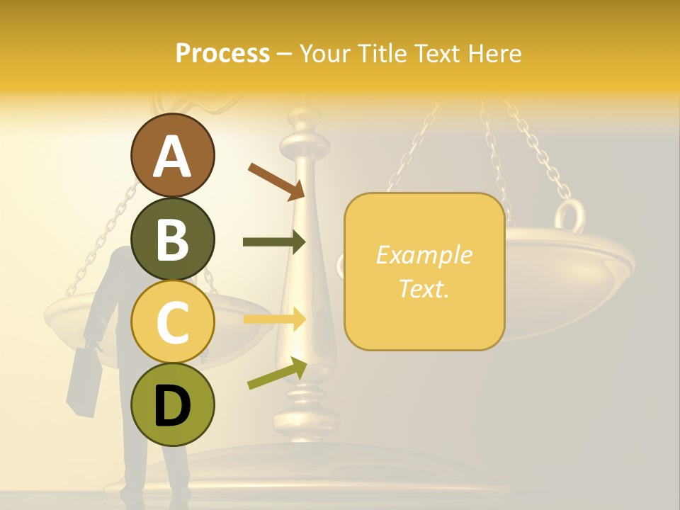 A Man Standing In Front Of A Scale Of Justice PowerPoint Template