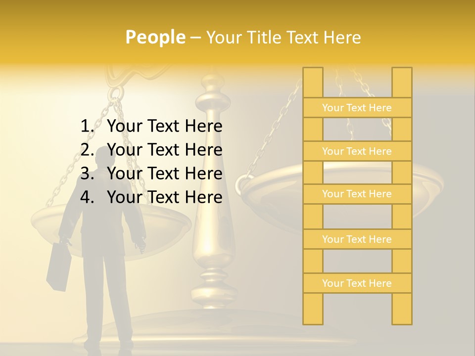 A Man Standing In Front Of A Scale Of Justice PowerPoint Template
