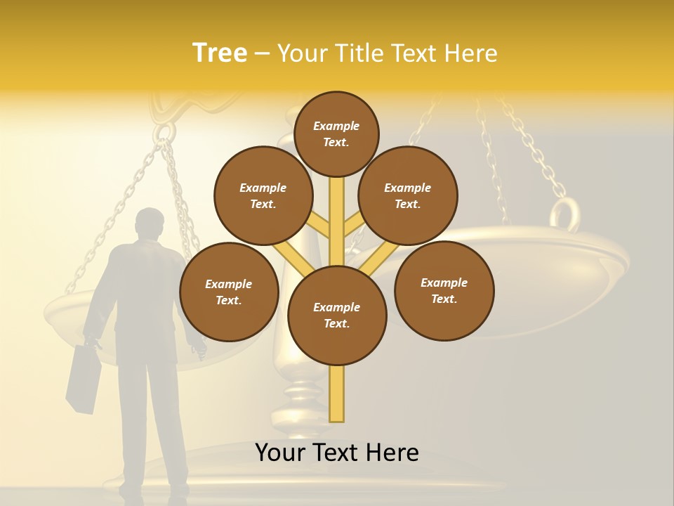 A Man Standing In Front Of A Scale Of Justice PowerPoint Template