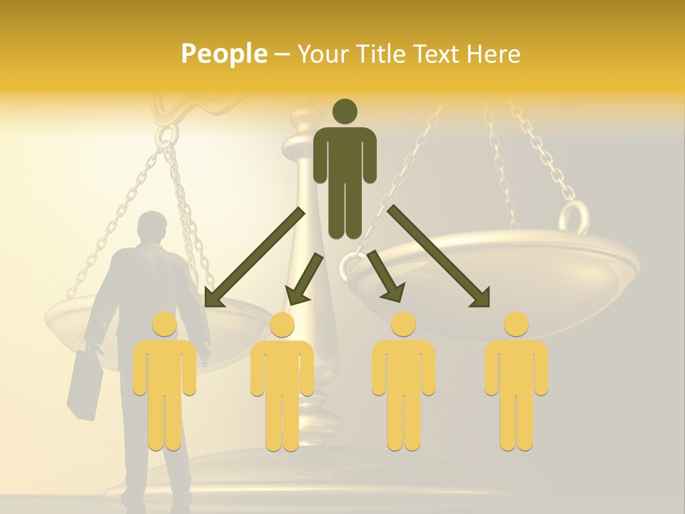 A Man Standing In Front Of A Scale Of Justice PowerPoint Template