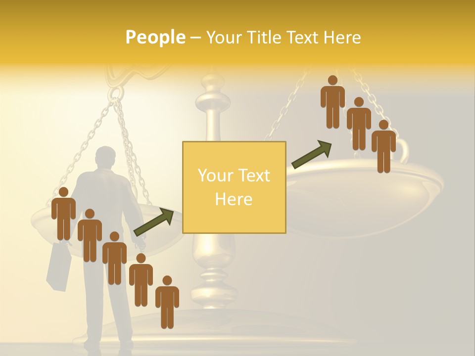 A Man Standing In Front Of A Scale Of Justice PowerPoint Template