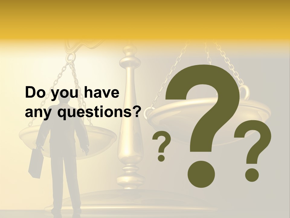 A Man Standing In Front Of A Scale Of Justice PowerPoint Template