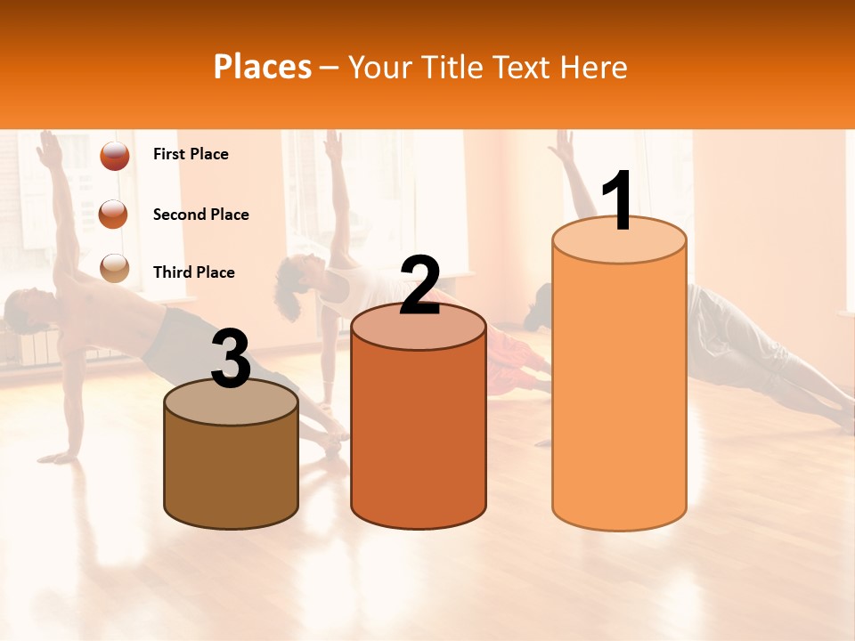 A Group Of People Doing Yoga Poses In A Room PowerPoint Template