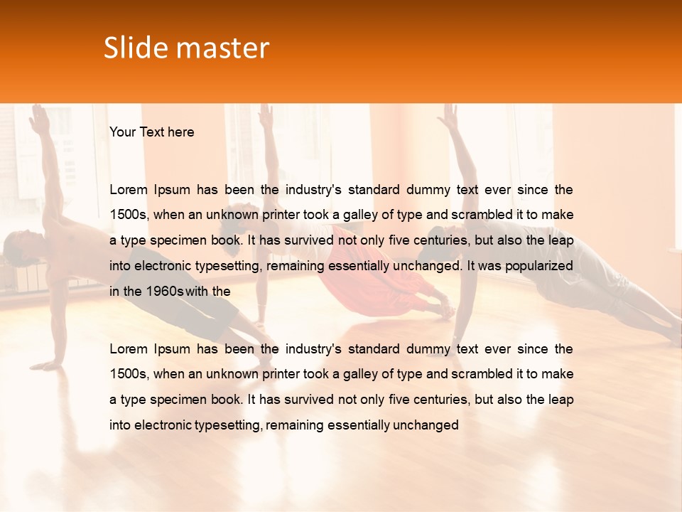 A Group Of People Doing Yoga Poses In A Room PowerPoint Template