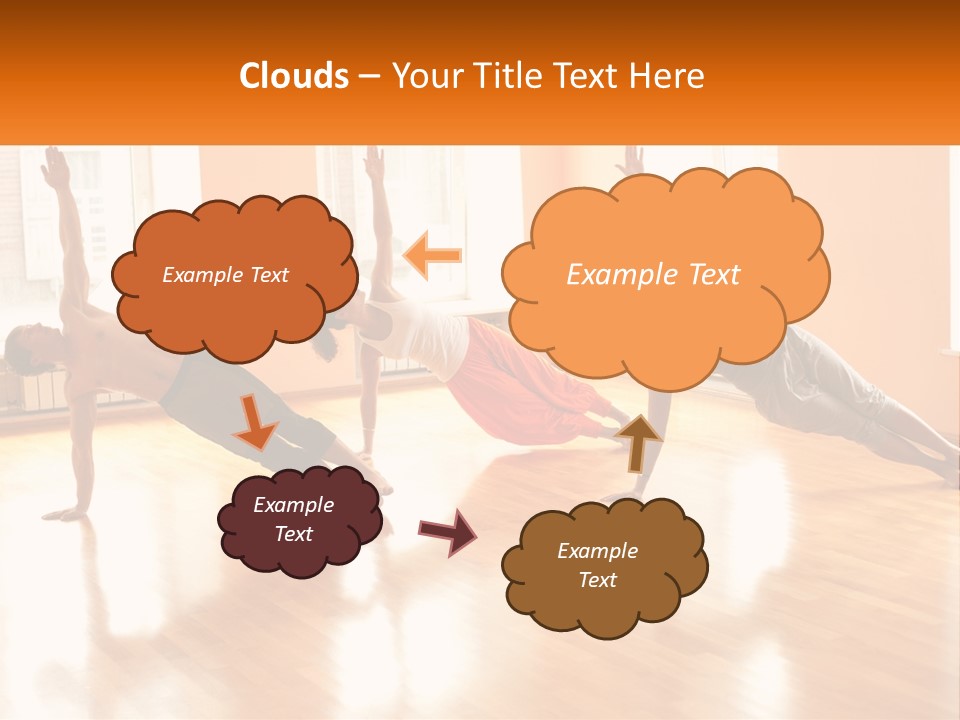 A Group Of People Doing Yoga Poses In A Room PowerPoint Template