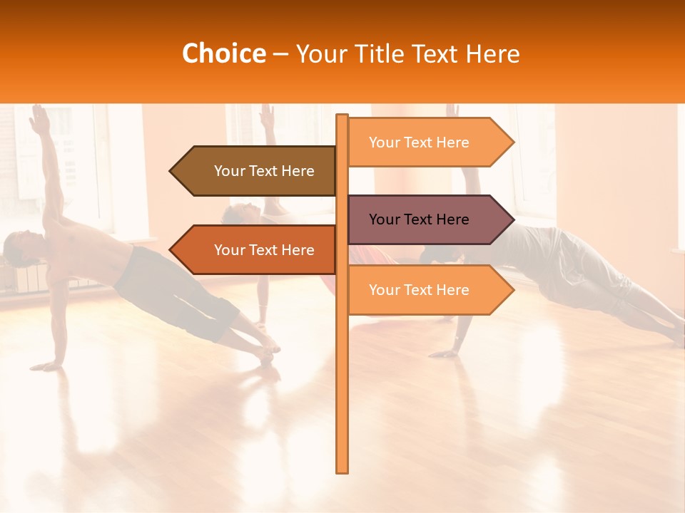 A Group Of People Doing Yoga Poses In A Room PowerPoint Template