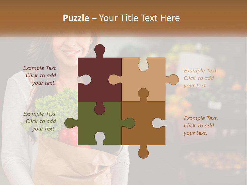 A Woman Holding A Paper Bag Full Of Vegetables PowerPoint Template