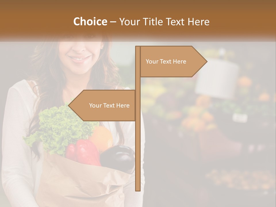 A Woman Holding A Paper Bag Full Of Vegetables PowerPoint Template
