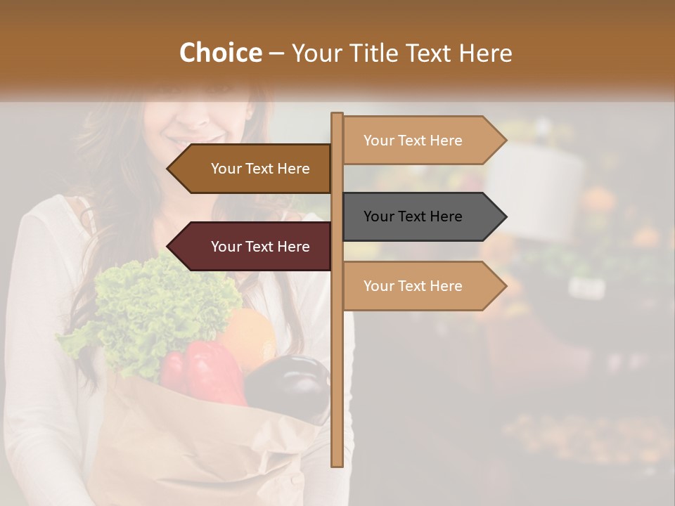 A Woman Holding A Paper Bag Full Of Vegetables PowerPoint Template