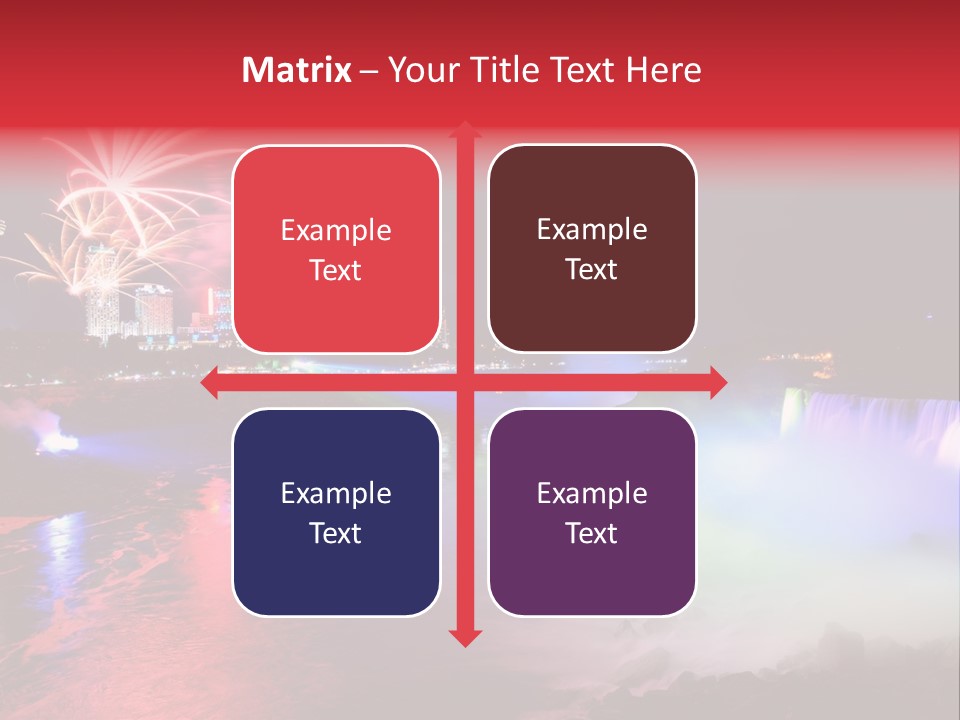 A Fireworks Display Over A Waterfall With A City In The Background PowerPoint Template