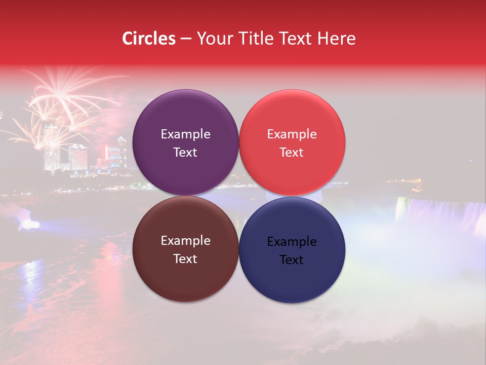 A Fireworks Display Over A Waterfall With A City In The Background PowerPoint Template