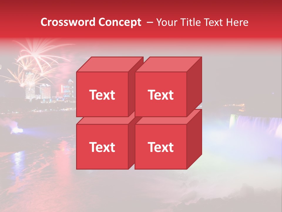 A Fireworks Display Over A Waterfall With A City In The Background PowerPoint Template