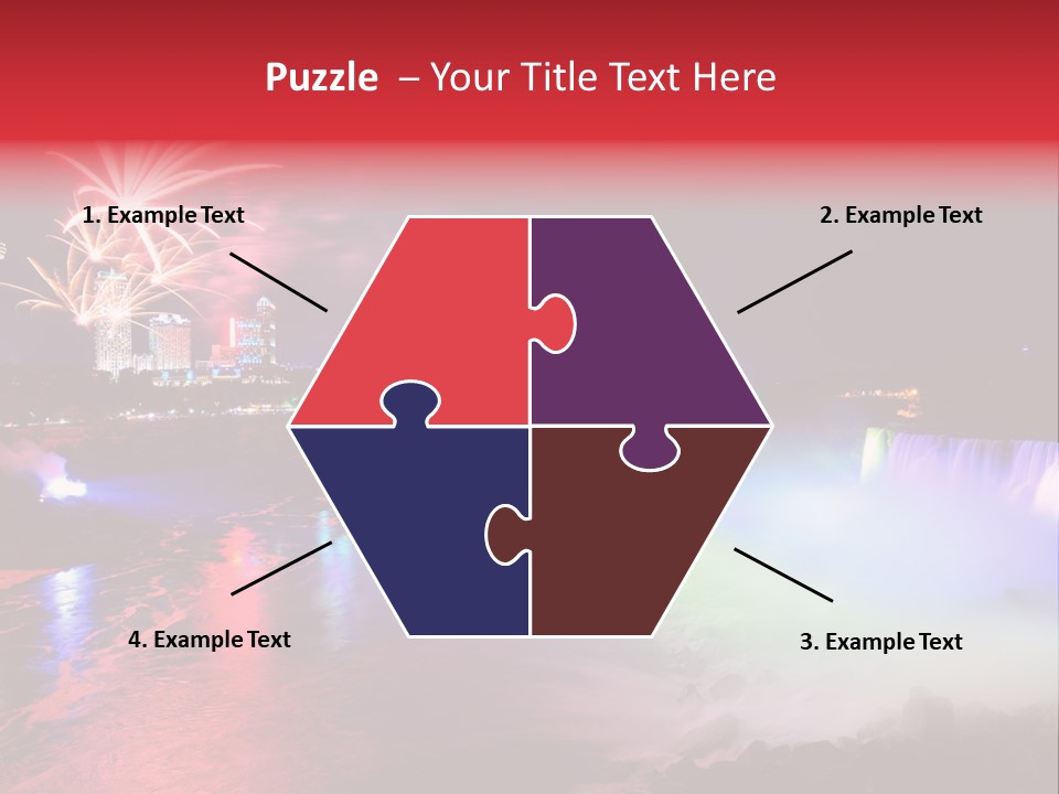 A Fireworks Display Over A Waterfall With A City In The Background PowerPoint Template